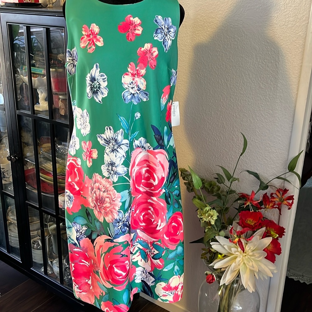 New Roz and Ali scuba dress stretches floral super cute flattering